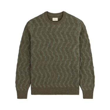 Aimé Leon Dore Linen Blend Cable Knit Sweater 'Kalamata'
