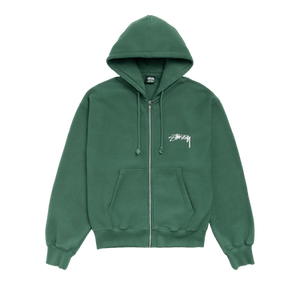 Stussy Stack Zip Hoodie Pigment Dyed 'Pine'