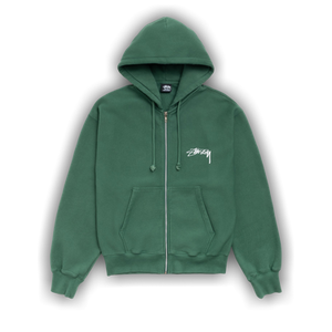 Stussy Stack Zip Hoodie Pigment Dyed 'Pine'