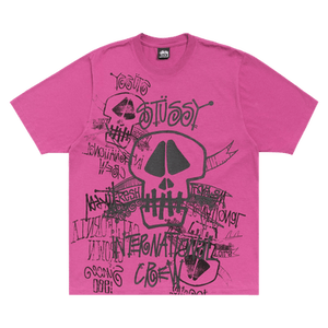 Stussy Skulls Tee Pigment Dyed 'Berry'