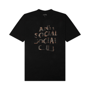 Anti Social Social Club Plaid Applique T-Shirt 'Black/Plaid'