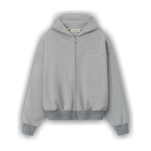 Fear of God Essentials Signature Classic Full Zip Hoodie 'Concrete Heather'