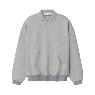 Fear of God Essentials Signature 90's Polo Sweatshirt 'Heather/Dark Concrete Heather'