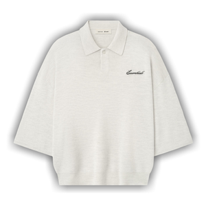 Fear of God Essentials Signature Quarter Sleeve 90's Knit Polo 'Oatmeal Heather'