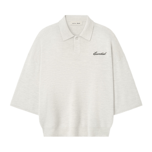 Fear of God Essentials Signature Quarter Sleeve 90's Knit Polo 'Oatmeal Heather'
