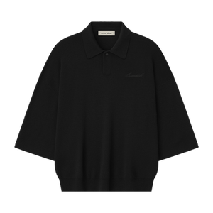 Fear of God Essentials Signature Quarter Sleeve 90's Knit Polo 'Vintage Black'
