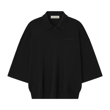 Fear of God Essentials Signature Quarter Sleeve 90's Knit Polo 'Vintage Black'