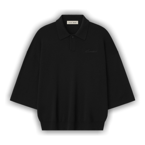 Fear of God Essentials Signature Quarter Sleeve 90's Knit Polo 'Vintage Black'