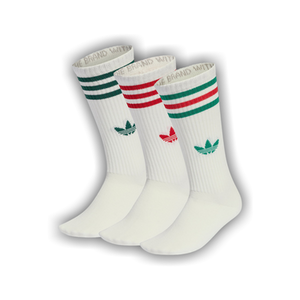 Adidas Originals 3-Stripes High Crew Socks 3 Pairs 'Off White / Off White / Off White'