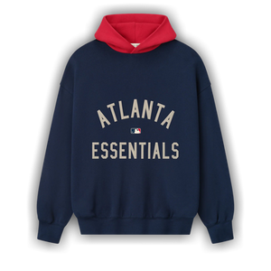 Fear of God Essentials x MLB Braves Sport Fit Pullover Hoodie 'Midnight Navy/Red'