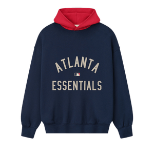 Fear of God Essentials x MLB Braves Sport Fit Pullover Hoodie 'Midnight Navy/Red'