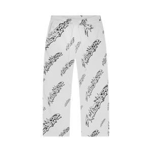 Hellstar Roll Print Graffiti Baggy Sweatpant 'White'