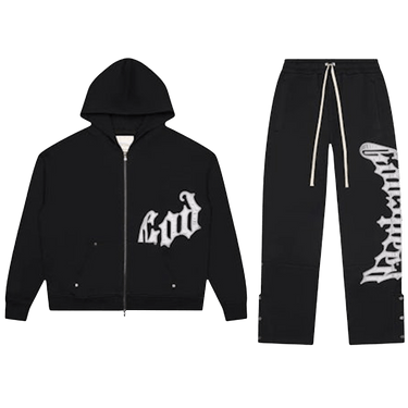 Godspeed OG Logo V2 Sweatsuit 'Black/Silver Satin'