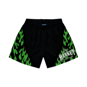 Market Toxic Flames Mesh Shorts 'Black/Green'