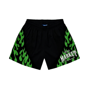 Market Toxic Flames Mesh Shorts 'Black/Green'