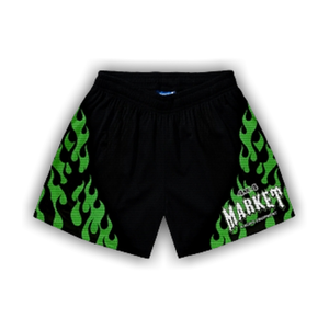 Market Toxic Flames Mesh Shorts 'Black/Green'