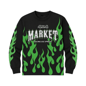 Market Toxic Flames Long-Sleeve Mesh Top 'Black/Green'