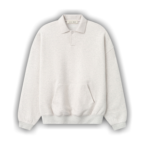 Fear of God Essentials Signature 90's Polo Sweatshirt 'Oatmeal Heather/Light Heather'