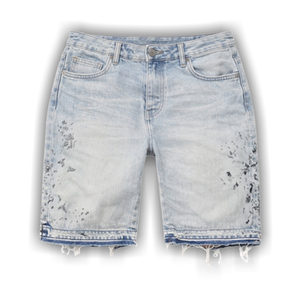 PURPLE BRAND Denim Beaded Splatter Shorts 'Light Indigo'