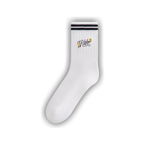 Kith Double Striped Floral Cotton Mid Crew Socks 'Nocturnal'