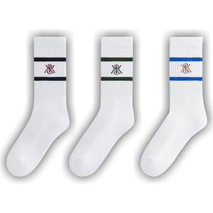Kith 3-Pack K Crest Striped Cotton Crew Socks 'White'