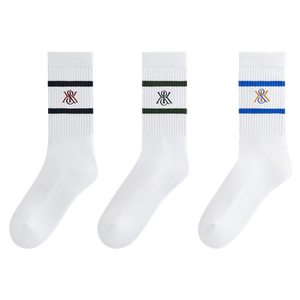 Kith 3-Pack K Crest Striped Cotton Crew Socks 'White'