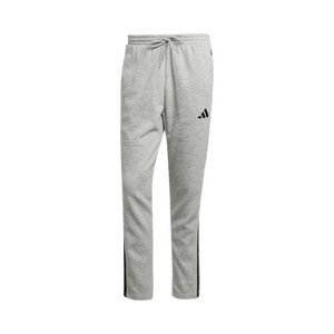 Adidas Essentials 3-Stripes Open Hem Fleece Pants 'Medium Grey Heather / Black'