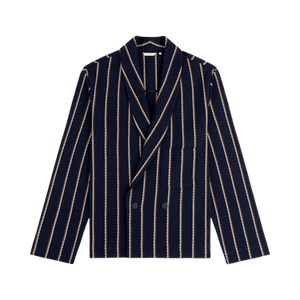 Aimé Leon Dore Striped Jacquard Shawl Collar Jacket 'Sky Captain'