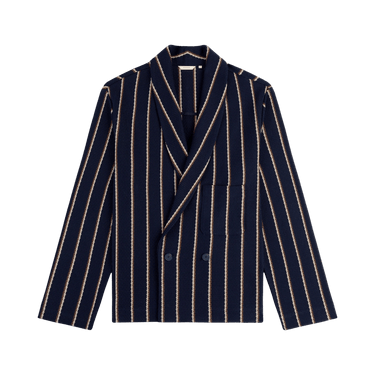 Aimé Leon Dore Striped Jacquard Shawl Collar Jacket 'Sky Captain'