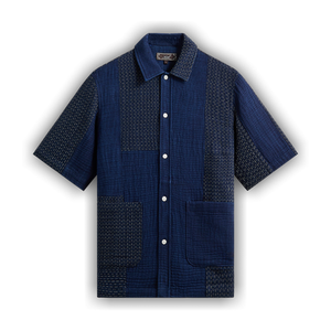 Kith Stitched Patchwork Boxy Collared Overshirt 'Mid Indigo'