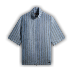 Kith Spun Silk Linen Stripe Colton Zip Front Shirt 'Guide'