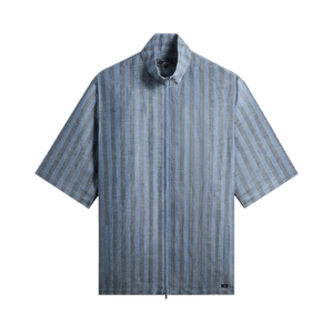 Kith Spun Silk Linen Stripe Colton Zip Front Shirt 'Guide'