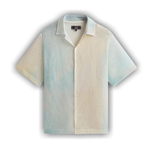 Kith Cloud Dye Cotton Mesh Thompson Camp Collar Shirt 'Larimar'