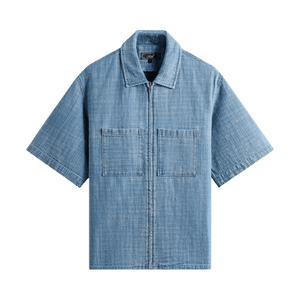 Kith Textured Indigo Paxton Zip Front Shirt 'Light Indigo'