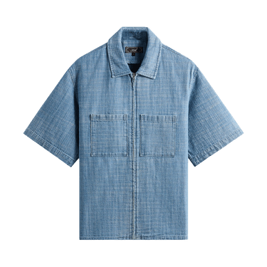 Kith Textured Indigo Paxton Zip Front Shirt 'Light Indigo'