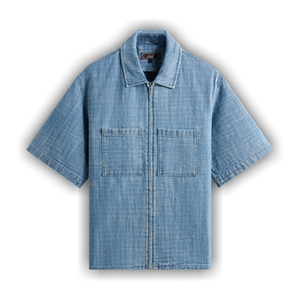 Kith Textured Indigo Paxton Zip Front Shirt 'Light Indigo'