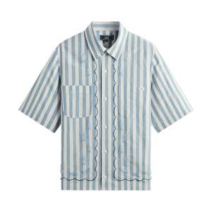 Kith Spun Silk Linen Stripe Paxton Buttondown 'Light Indigo'