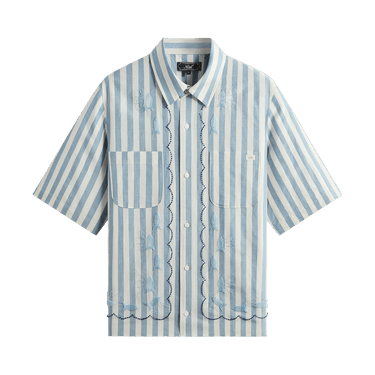 Kith Spun Silk Linen Stripe Paxton Buttondown 'Light Indigo'