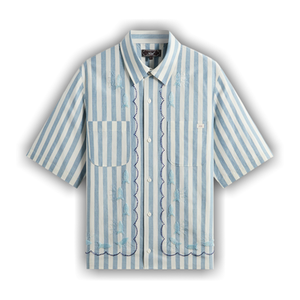 Kith Spun Silk Linen Stripe Paxton Buttondown 'Light Indigo'