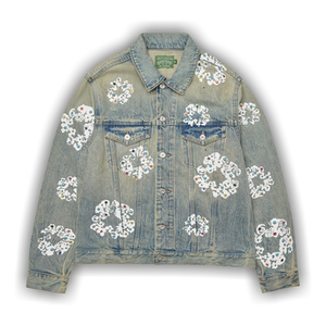 Denim Tears Studded Cotton Wreath Denim Jacket 'Dirty Wash'