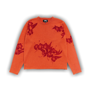 Stussy Floral Roll Neck Sweater 'Rust'