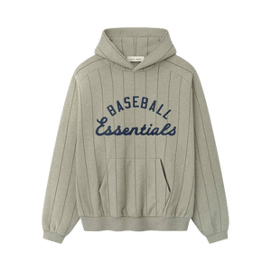 Fear of God Essentials Mlb Raglan Sport Hoodie 'Seal Heather w/ Black Pinstripes'