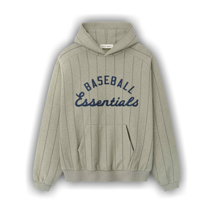 Fear of God Essentials Mlb Raglan Sport Hoodie 'Seal Heather w/ Black Pinstripes'