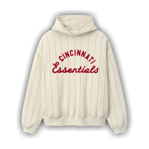 Fear of God Essentials Reds Sport Hoodie 'Oat W Red Pinstripes'