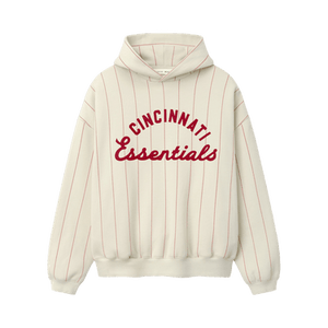 Fear of God Essentials Reds Sport Hoodie 'Oat W Red Pinstripes'