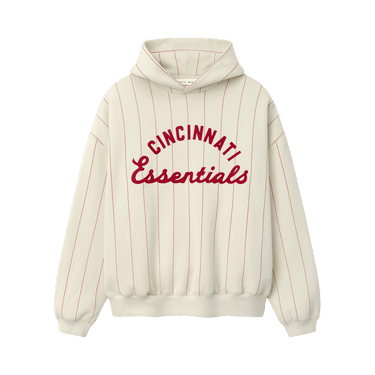 Fear of God Essentials Reds Sport Hoodie 'Oat W Red Pinstripes'