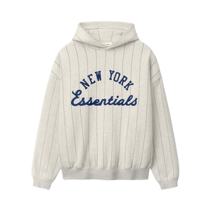 Fear of God Essentials Mets Sport Hoodie 'Oatmeal Heather w/ Dark Sapphire Pinstripes'