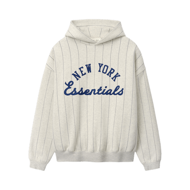 Fear of God Essentials Mets Sport Hoodie 'Oatmeal Heather w/ Dark Sapphire Pinstripes'