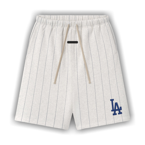 Fear of God Essentials Dodgers 90's Sweatshort 'Oatmeal Heather W Dark Sapphire Pinstripes'