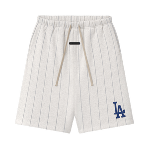 Fear of God Essentials Dodgers 90's Sweatshort 'Oatmeal Heather W Dark Sapphire Pinstripes'